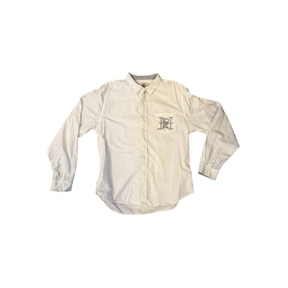 Vtg Y2K Ed Hardy Button Down Rhinestone Shirt Mens Sz XL Skull Anchor - Picture 2 of 6